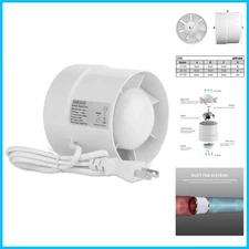 Quiet 4 Inch Inline Duct Fan 110V for Efficient Bathroom & Kitchen Ventilation