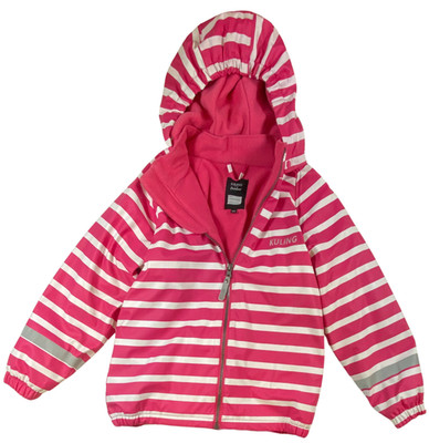 Kuling Outdoor jacket (color pink and white stripes)( size girls 120 cm) (used)
