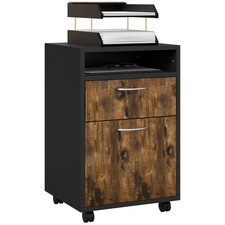 HOMCOM 60cm Filing Cabinet with Drawers and Open Shelf Brown Refurbished