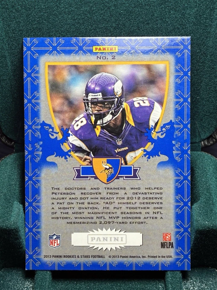 2013 Panini Rookies & Stars - Crusade Adrian Peterson #2 Blue - Image 2 of 2