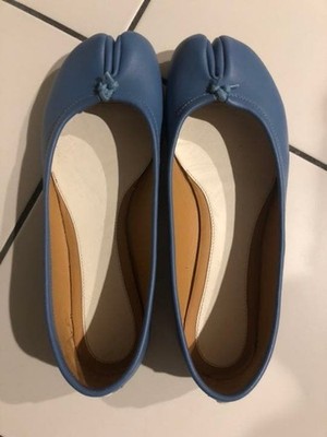 Maison Margiela Tabi Ballet Shoes Blue EU38 Split Toe Leather Flats Used Rare