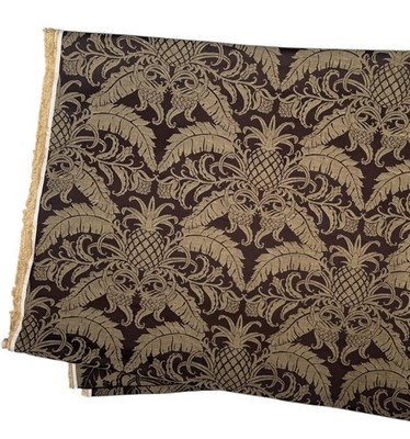 Tommy Bahama Harbor Court Tropical Pineapple Fabric Brown 2.5 Yds Brocade TBO