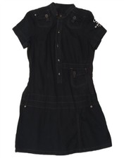 G-Star Womens Graphic Short Sleeves Shirt Dress UK 10 Small Black Cotton CM18