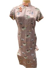Vintage Women  s Dress Asian Mandarin Collar Cheongsam Floral Medium 36 China