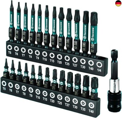 Facoow Torx Bit Set (T5-T40), 26 Piece Security Torx Bit Set with Magnetic