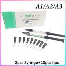 Dental Flowable Composite Resin Light Cure Syringe + Tips Tooth Filling A1/A2/A3