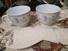 Heritage Mint Enchanted Laurel Garden Tea Cup Mug Blue Rim  Footed  Set Of 2 — photo 1