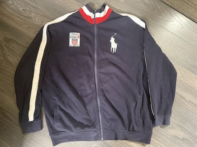 Polo Ralph Lauren Mens USA 10 Big Pony Full Zip Track Jacket Navy