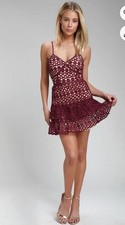Lulus Beauty and Lace Plum Purple Crochet Lace Mini Dress Cocktail Formal