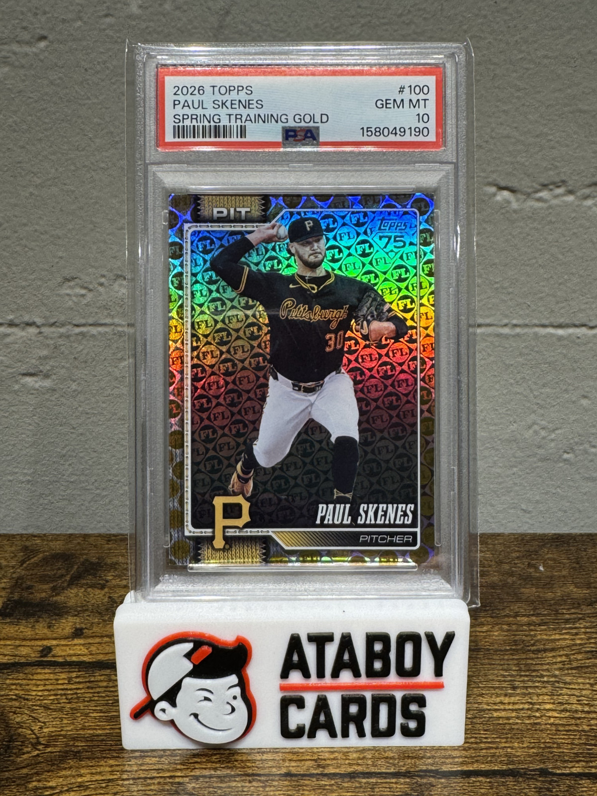 Paul Skenes 2026 Topps Spring Training Gold /50 PSA 10 GEM MINT #100 Pirates SP