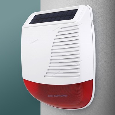 100dB Loud Wireless Solar Outdoor Strobe Siren For Alarm System Waterproof 433MH