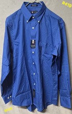 Chaps Men's Dress Shirt Classic-Fit Blue Size 16"-16   34/35" Wrinkle Free