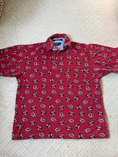 Vintage Tommy Hilfiger Polo Shirt Medium Red Nautical Crest Print 90s Preppy Men