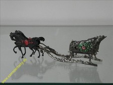 sehr seltenes antikes Pferdepaar mit Schlitten, für die Puppenstube, 4D311-4