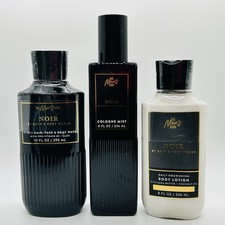 Bath Body Works Noir Men 3-in-1 Hair Body Face Wash, Cologne Mist, Lotion Set