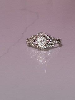 LEO Diamond Engagement Ring Round Cut Brilliant Diamond 1.96tcw 14kt White Gold