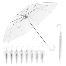 8-Pack Clear Wedding Umbrellas, Firm and Durable, Easy Operation, Transparent