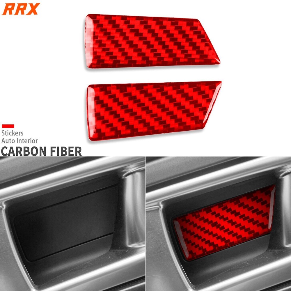 Red Carbon Fiber Interior Door Handle Bowl Cover Trim For Jaguar F-Type 2013-24