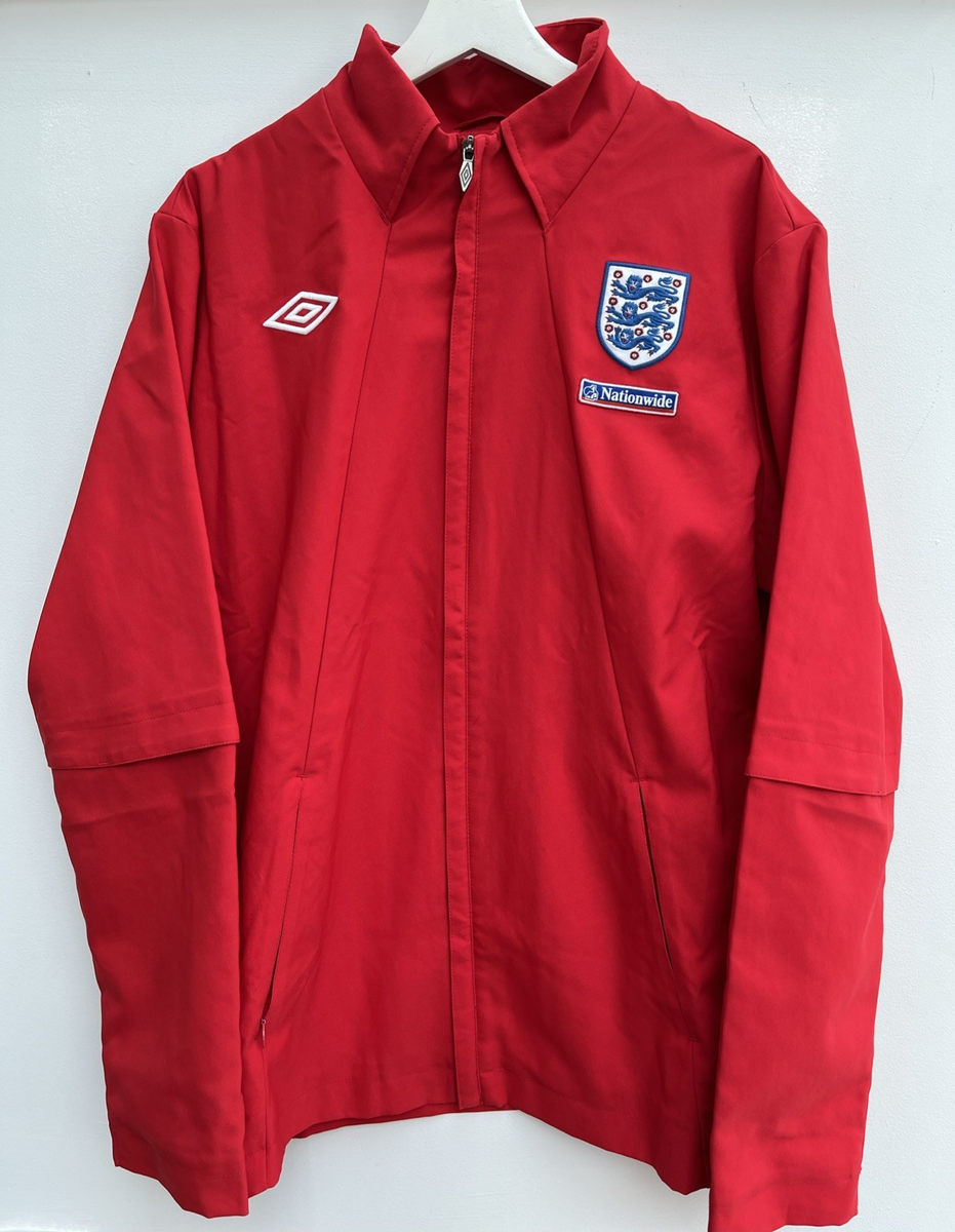 Vintage England Football Jacket Red Full Zip Training Retro Mens