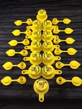 Cap/Vent Pack - 12 BLITZ Yellow Spout Caps & 12 Vents, 24pcs total, NEW - 900092