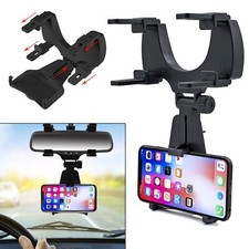 2 PCs Rotatable Holder Car Phone Stand Rear View Mirror Mount Bracket Cell Phone