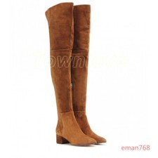 Women's Winter Suede Leather Shoes Over The Knee Thigh High Boots Fashion Lady's