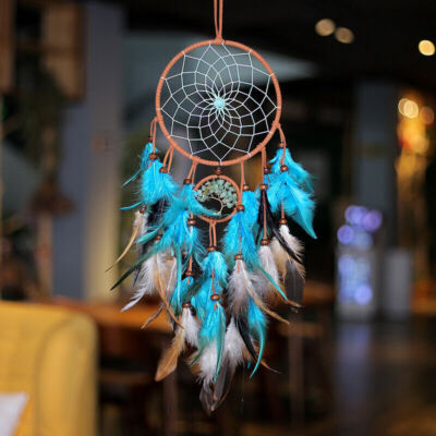 Dream Catcher Blue Tree of Life with Feathers Handmade Indians Traditional  Craft