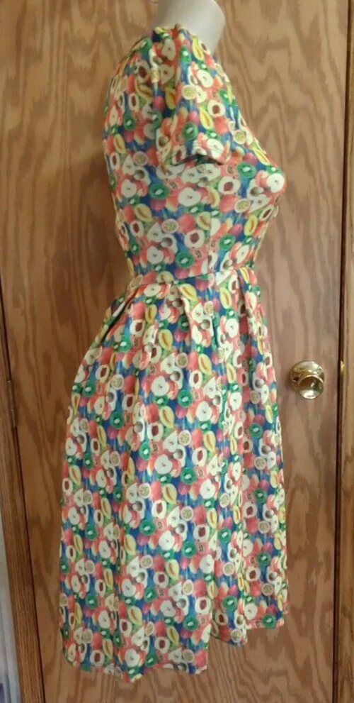 PALM ANGELS Abito Donna LuLaRoe Amelia Stampa Agrumi Stampa Maniche Puff XXS Tasche NUOVO Etichetta