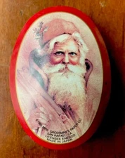 1985 Enesco Japan - Oval Shaped Advertising Mrs. Grossman’s Paper Co. Calif Tin