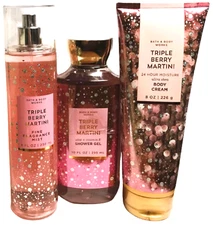Bath and Body Works 3 Pc TRIPLE BERRY MARTINI Mist Shower Cream  -  Free Ship