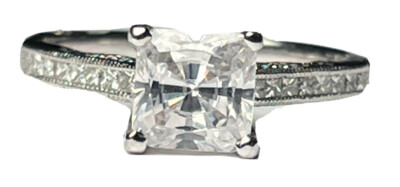 NEW SIMPLY TACORI PRINCESS CUT PLATINUM  DIAMOND SEMI MOUNT SIZE 7.25  $4490