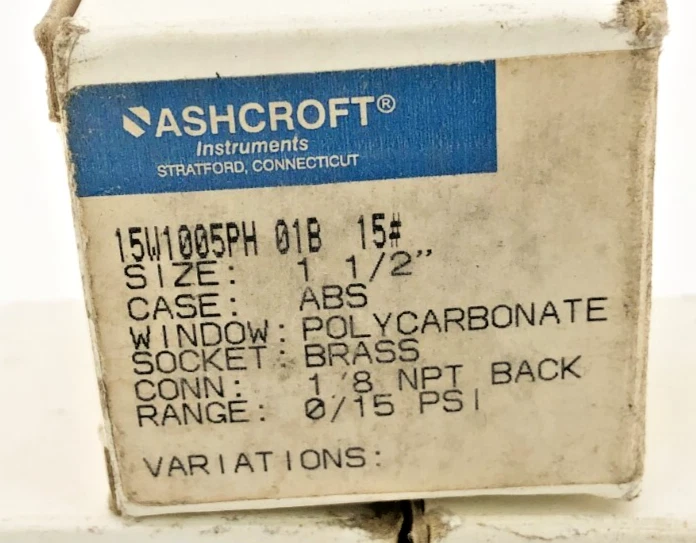 Lot of 3 New Ashcroft 15W1005PH 01B 15# Pressure Gauges 1-1/2" 0-15psi - Image 2 of 4