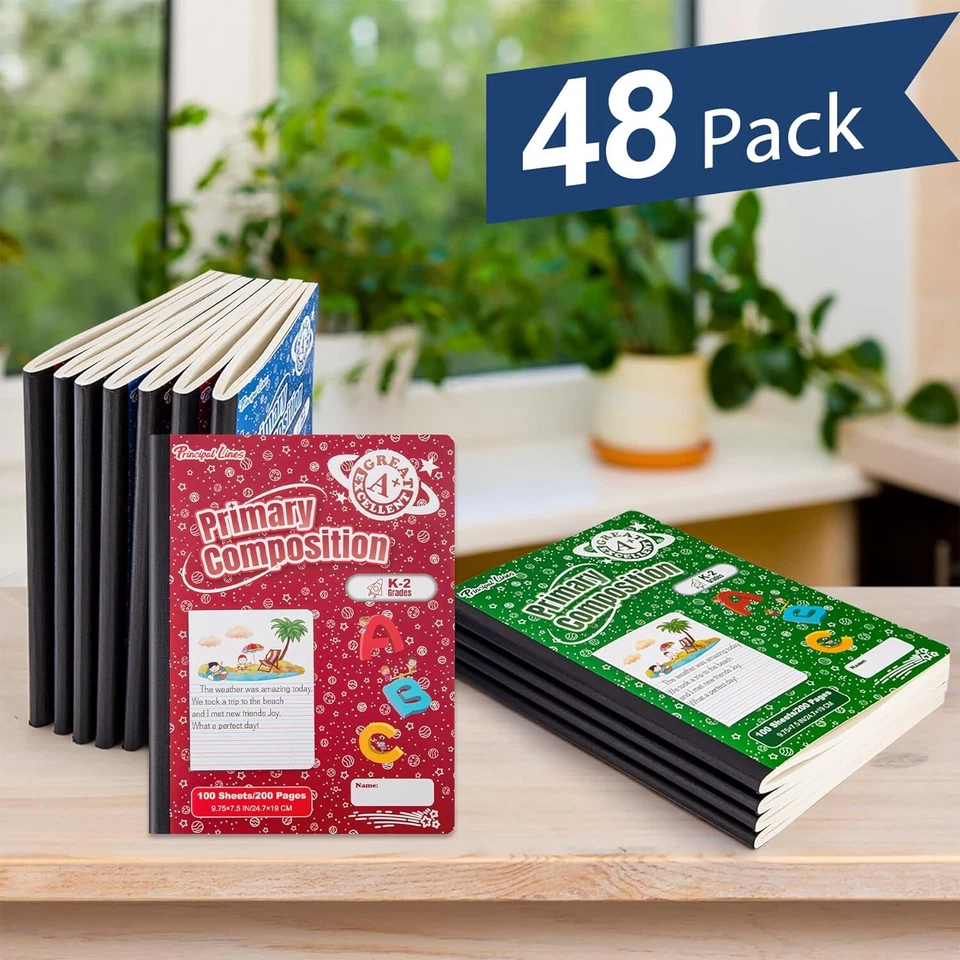 48 Pack Primary Composition Notebook 200Pages K-2 Half Page Ruled Kids Notebooks - Image 4 of 4