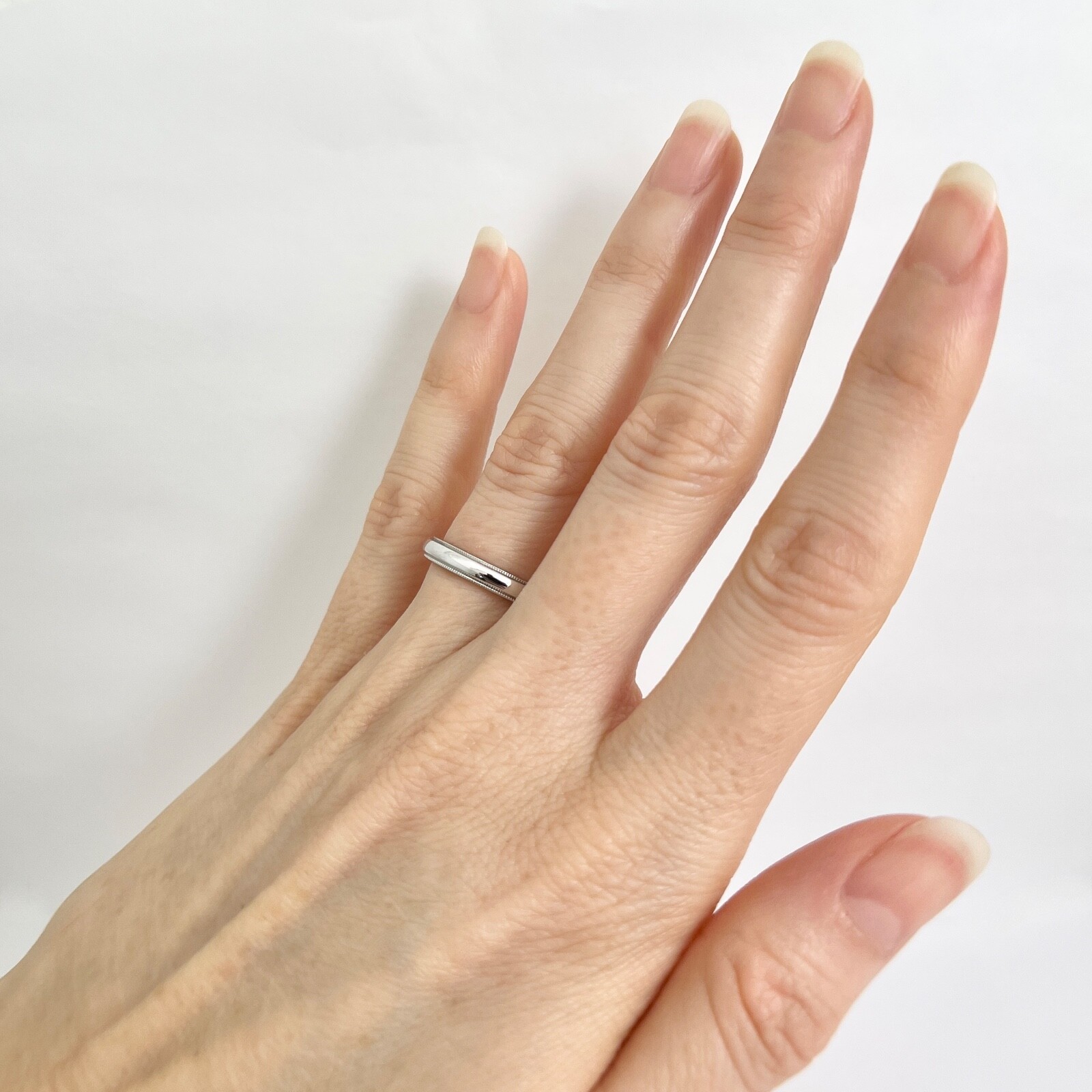 Milgrain Edge Platinum Wedding Band Ring, Size 6, 3 mm