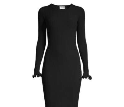 Milly New York Womens Wired Ribbed Long Sleeve Cocktail Dress Small 