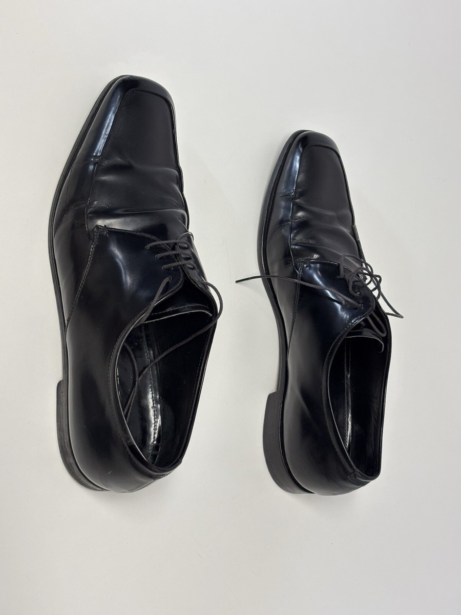 Prada Milano 2E1598 Mens Black Leather Vero Cuoio Oxford Dress