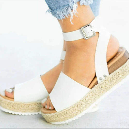 Women's Espadrilles Wedge Heels Ankle Strap Shoes Open Toe Platform Sandals Size - Bild 13 von 31