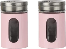 Salt Pepper Shakers Retro Spice Jars Glass - Set of 2