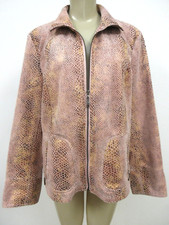 Dialogue Multi-color Snake Print Long Sleeve Vegan Leather Jacket Size L