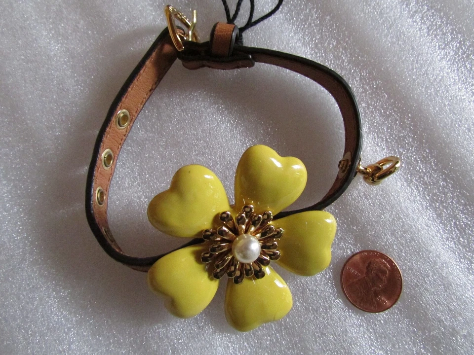 Juicy Couture собачий воротник или женщина браслет большой цветок Vachetta кожи новый с ярлыками - Изображение 2 из 4