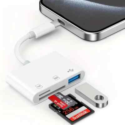 SD Card Reader USB Type C - 3-1 Memory Card Adapter for iPhone/iPad/Samsung/More