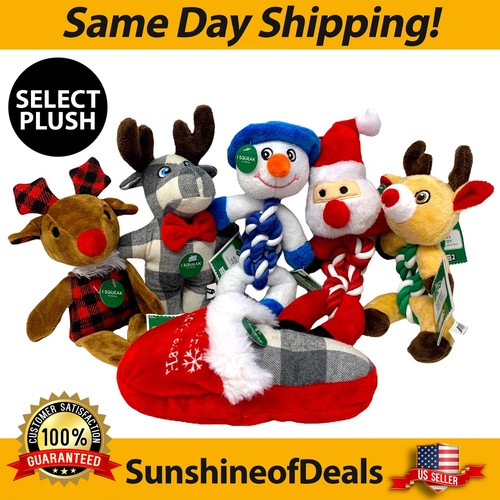 CHRISTMAS Dog Chew Toy Small Squeaker Reindeers, Santa, Snowman, Moose