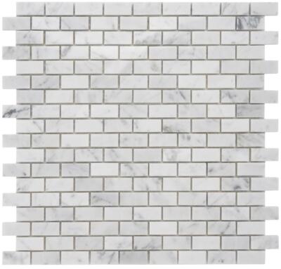 Simple Tile - Marble Mosaic Tile, ''Mini Brick Collection'' Carrara White Polished