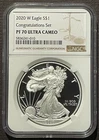2020-W $1 SILVER AMERICAN EAGLE NGC PF70 Congratulations Set :  07483