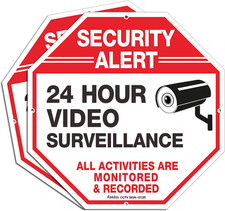 Video Surveillance Signs 2 Pack 12 X 12 Rust Free .040 Aluminum Security Warni