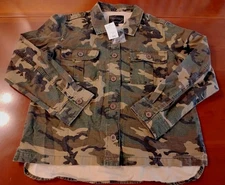 Sanctuary Clothing Rip Stop Jacket Large Green Camouflage Shirt Shacket Camo