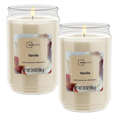 Mainstays Vanilla Scented Large Jar Candle 20 Oz. - Pack of 2