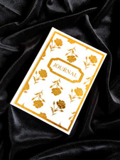 Light Gray A5 Floral Lined Writing Journal Vintage Handmade Gift