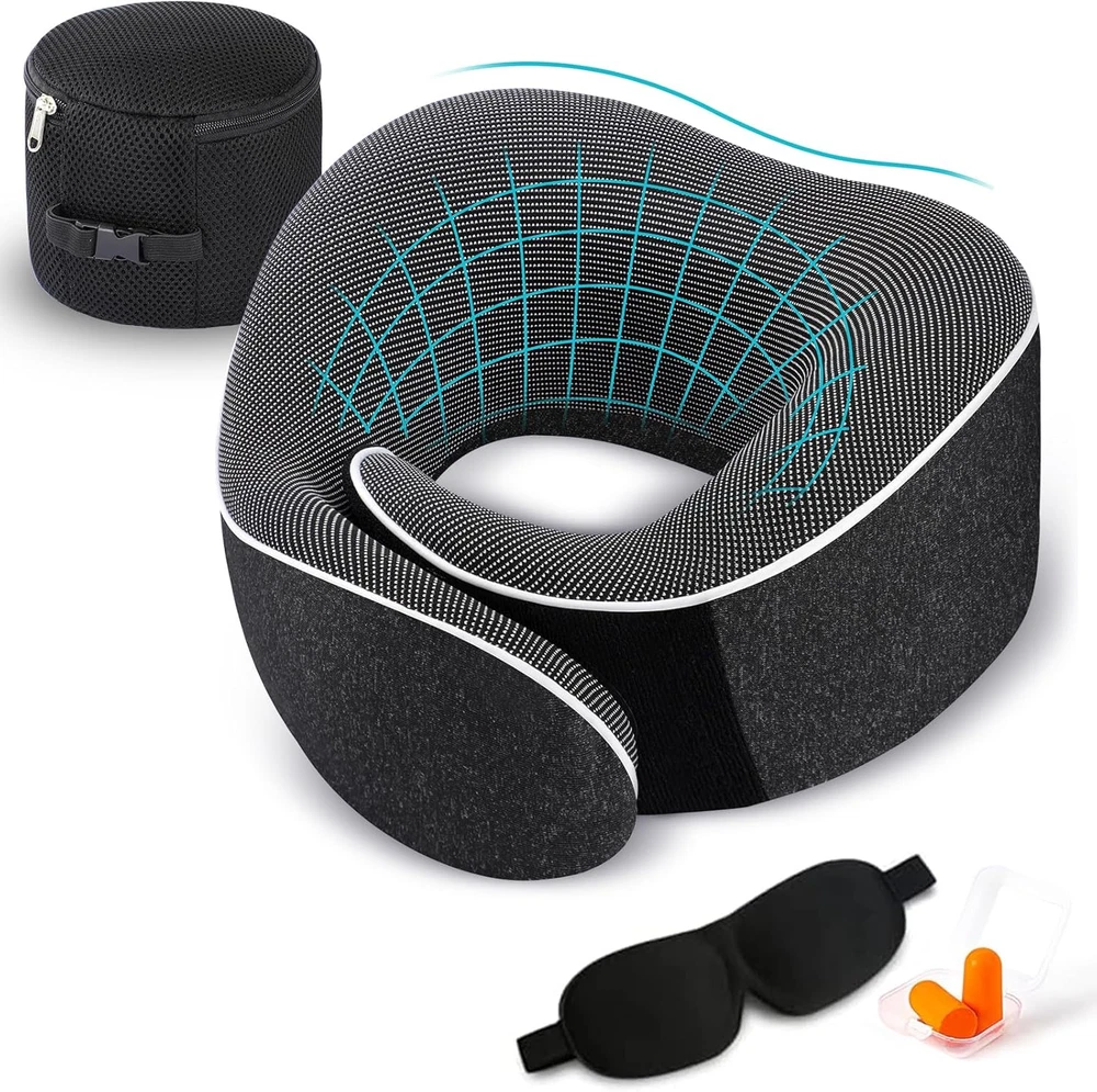 Travel Pillow, Best Memory Foam Neck Pillow Head Support Soft Pillow for
