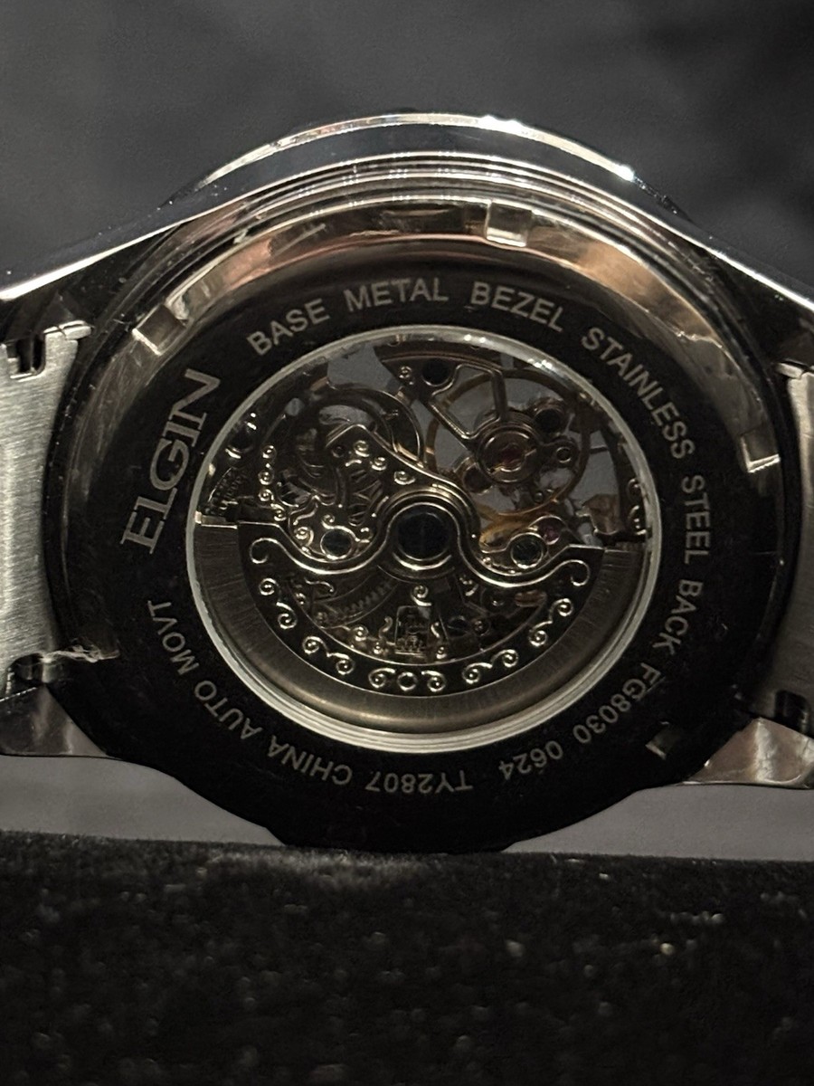 Elgin Stainless Steel Automatic Skeleton Watch FG8030 624 Elgin Automatic  Watch